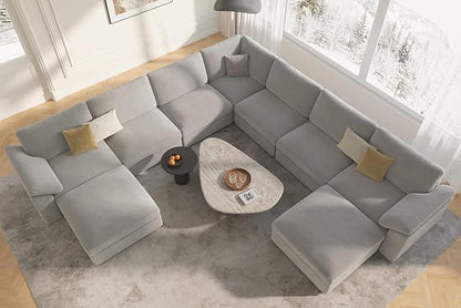 EASE MOOSE Oversized Modular Sectional Sofa with Ottoman, Modern Luxury Wide Deep Modular Couch, U Shaped Couch for Big Spaces Living Room