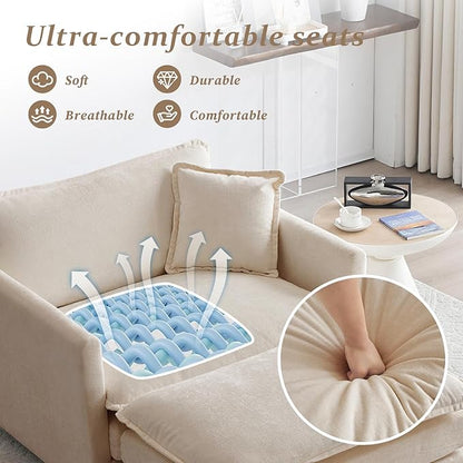 SoarFlash Chenille Sectional Sofa, Comfy Modular Single Sofa with Ottoman, Modern Recliner Deep Seat Sofa Set for Living Room,Light Coffee