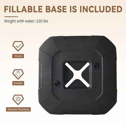 10' X 10' Cantilever Patio Umbrella Outdoor with Base Included Heavy Duty Double Top Windproof Square Offset Umbrellas with 360-degree Rotation for Pool Deck Backyard, Beige