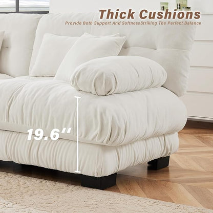 SoarFlash Velvet Sectional Sofa Ottoman, White