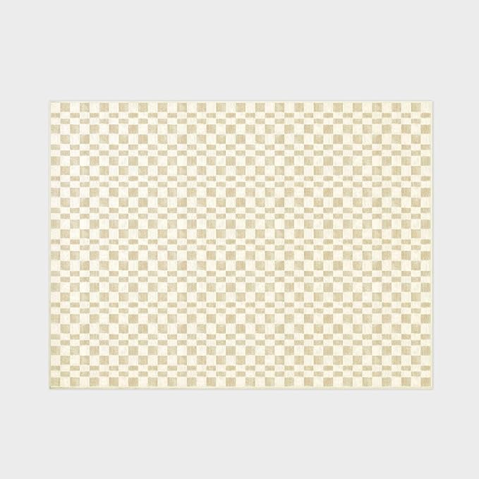 EVERGRACE Checkered Plaid Area Rug - Soft Faux Wool, 9x12, Washable, Anti Slip, Large, for Entryway, Bedroom, Living Room, Hallway, Kitchen, Dining Room and Laundry, Beige