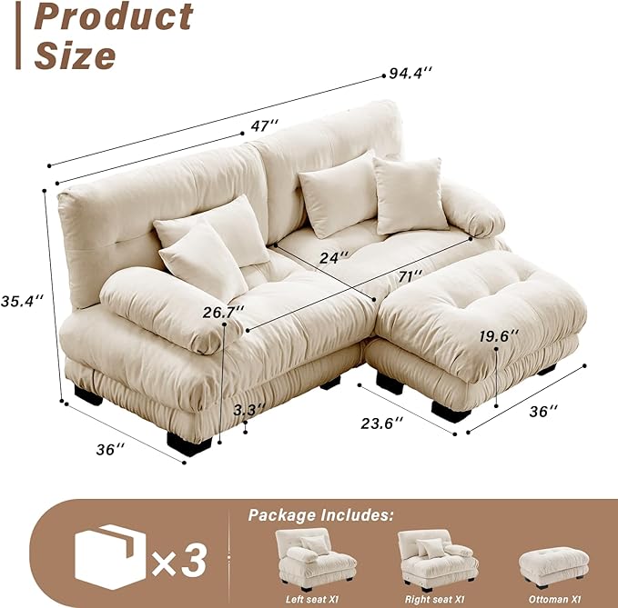SoarFlash L Shaped Couches for Living Room, Small Sectional Sofa Set with Reversible Chaise, Modern Designed Sleeper Sofas and Modular Couch Function, Suitable for Small Spaces in Apartment, Camel