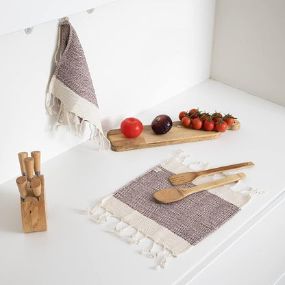 SMYRNA TURKISH COTTON Herringbone Series Kitchen Dish Towels Pack of 4, Machine Washable Wash Cloths, Ultra Soft, Absorbent, Prewashed and Quick Dry Turkish Dish Towels, 15x26 Inch (Blush Pink)