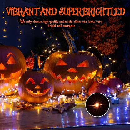 Brightown 24 Pack LED Fairy Lights Battery Operated String Lights Waterproof Silver Wire 7 Feet 20 LED Firefly Starry Moon Lights for DIY Wedding Party Bedroom Patio Christmas (Orange, 24 Pack)