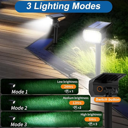 Solar Spot Lights Outdoor Waterproof IP65, 12 Pack Landscape Spotlights with 46 LEDs, 3 Modes Auto On/Off Solar Powered Flood Lights for Outside Pathway, Yard, Garden, Walkway (Cool White)