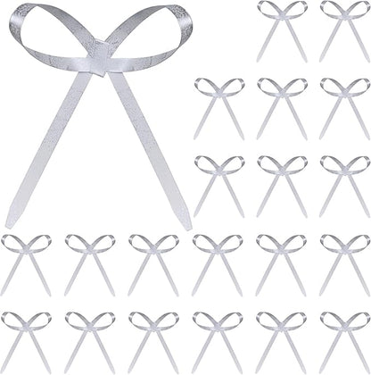 20 Pcs Christmas Metal Bow Ornaments with Clip, 5 x 6 Inch Christmas Bows Door Garland Decor Vintage Wreath Bow for Tree, Wreath, Gift Wrapping (20, White)