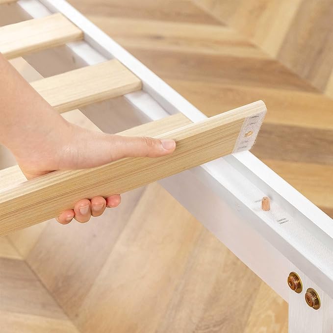 Mellow Naturalista Grand 12 Inch Solid Wood Platform Bed with Wooden Slats, Easy Assembly, Full, White