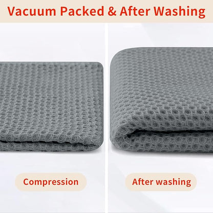 Homaxy 100% Cotton Kitchen Towels and Dishcloths Set, 12 x 12 Inches and 13 x 28 Inches, Set of 8 Bulk Kitchen Towels Set, Ultra Soft Absorbent Dish Cloths for Washing Dishes, Grey