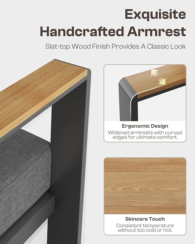 Aluminum Outdoor Patio Furniture Set with Table, 4 Piece Outdoor Chair Conversation Sets with Washable Thick Cushions, Patio Sectional Furniture Set for Porch, Balcony, Deck, Graphite