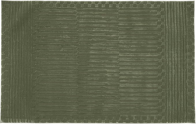 Revival Rugs Soloba 3'11"x6'1" Machine Washable Area Rug for Kitchen Bedroom - 100% Recycled Oeko-TEX Certified, Medium Pile, Green