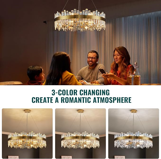 Siljoy Modern Crystal Chandelier 16-Light Large Luxury Gold 2-Tiers Raindrop Chandelier Flush Mount Crystal Pendant Ceiling Light Fixture for Living Room Dining Room Entryway Foyer D31.5''