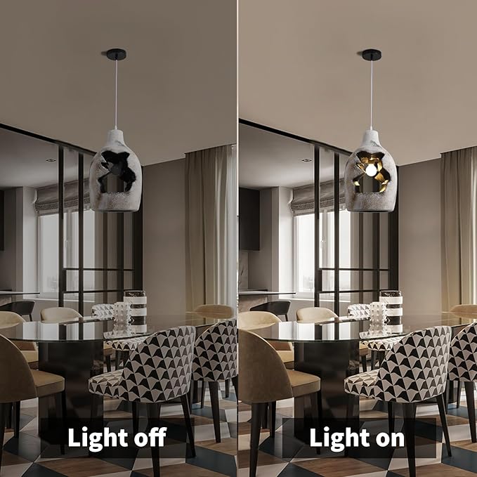 JAYMP Wabi Sabi Pendant Light for Dining Room Kitchen Island Hallway Farmhouse Hanging Lamp E26 Base Retroism Style Wine Bottle Shape Lighting Fixture (Antique White,C Shape, D26×H46cm)