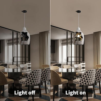 JAYMP Wabi Sabi Pendant Light for Dining Room Kitchen Island Hallway Farmhouse Hanging Lamp E26 Base Retroism Style Wine Bottle Shape Lighting Fixture (Antique White,C Shape, D26×H46cm)