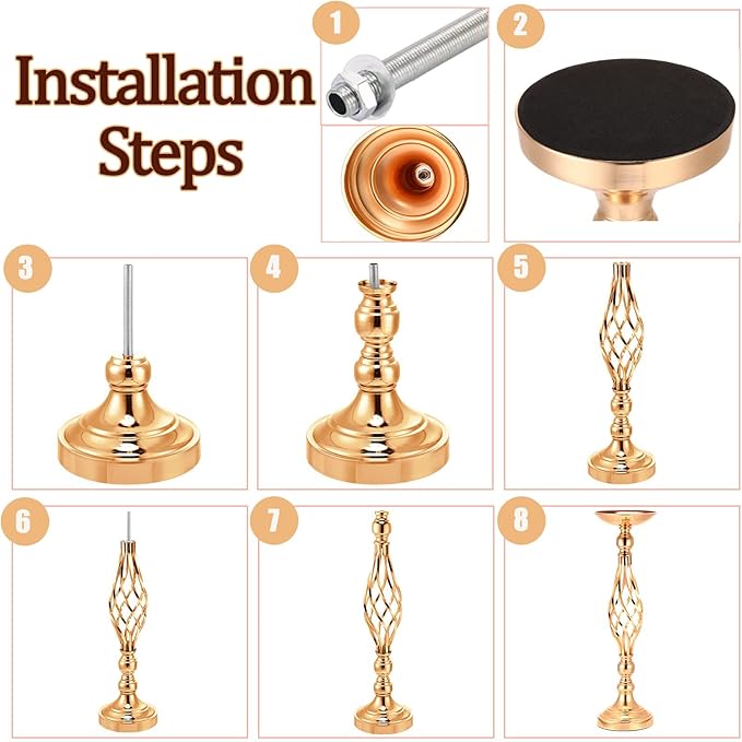 2pcs Metal Gold Candle Holders 20 Inch Tall Road Lead Table Centerpiece Stand Pillar Candlestick for Wedding Candelabra Flowers Vases