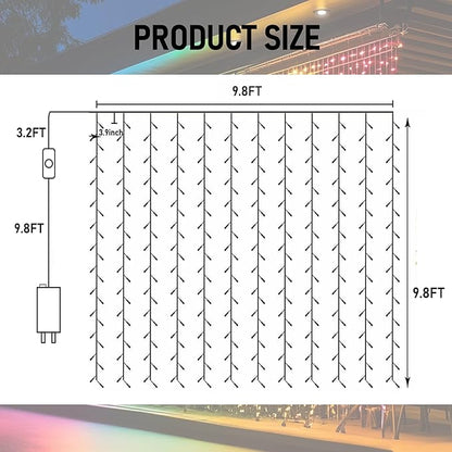 Dazzle Bright 300 LED Curtain String Lights, RGB Color Changing Christmas Fairy Lights for Bedroom with Remote & APP Control, Waterproof Smart Window Lights Party Wedding Garden Wall Decor