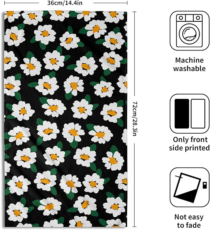 Modern Kitchen Towels Set of 2 Geometric Stripe Green Orange Microfiber