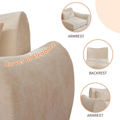 101.6" Modular Sectional Cloud Sofa,Floor Boneless Couch, 4-in-1 Folding Convertible Sofa Bed, Modular Cushion Couch,Suitable for Living Room,Bedroom and Recreation Room (Beige)