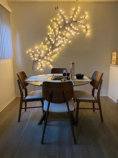 2PCS Enchanted Willow Vine Lights for Home Decor,Flexible DIY Lighted Branches with Remote On/Off Timer Dimmer,7.5FT Lighted Willow Vine 144LEDs for Bedroom Aesthetic Living Room Decor,Brown