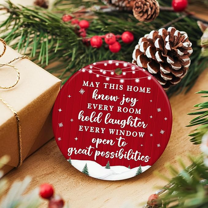 ZAGKOO New Home Ornament 2025, First House Ornament - New Home Gift Ideas - Best Housewarming Gifts 2025 - House Warming Gifts for Owners, Couples, Men, Women - Our First Christmas Ceramic Keepsake