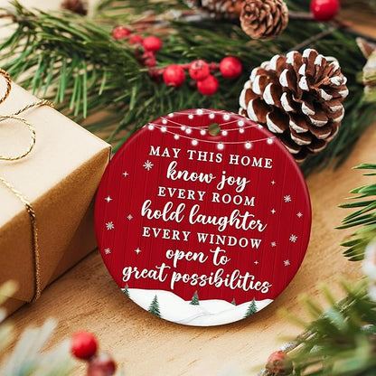 ZAGKOO New Home Ornament 2025, First House Ornament - New Home Gift Ideas - Best Housewarming Gifts 2025 - House Warming Gifts for Owners, Couples, Men, Women - Our First Christmas Ceramic Keepsake