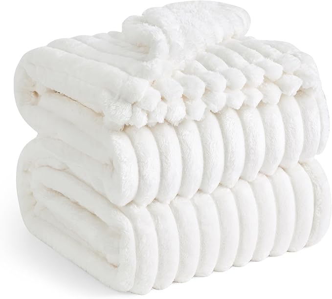 Bedsure GentleSoft Full Size Blanket for Bed - Cozy Soft Blankets for Women, Cute Large Fleece Throws for Girls, Off White, 84x90 Inches