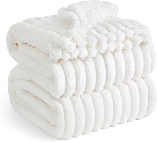 Bedsure GentleSoft Full Size Blanket for Bed - Cozy Soft Blankets for Women, Cute Large Fleece Throws for Girls, Off White, 84x90 Inches