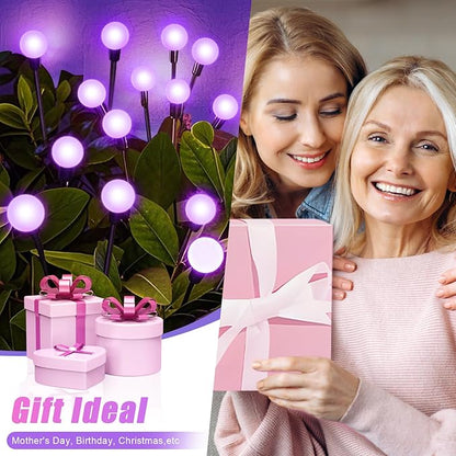 Solar Garden Lights 16 LEDs, Purple, 2 Pack 8 Heads, Outdoor Waterproof, Swaying Firefly Lights for Yard, Patio, Pathway, Lawn Decorations