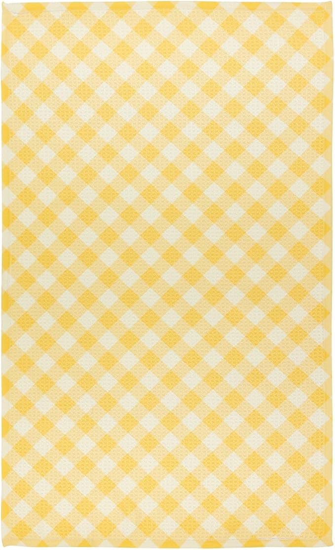 Modern Style Premium Kitchen Tea Towel Super Absorbent Fast Drying Microfiber Yellow Gingham
