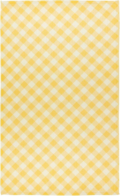 Modern Style Premium Kitchen Tea Towel Super Absorbent Fast Drying Microfiber Yellow Gingham