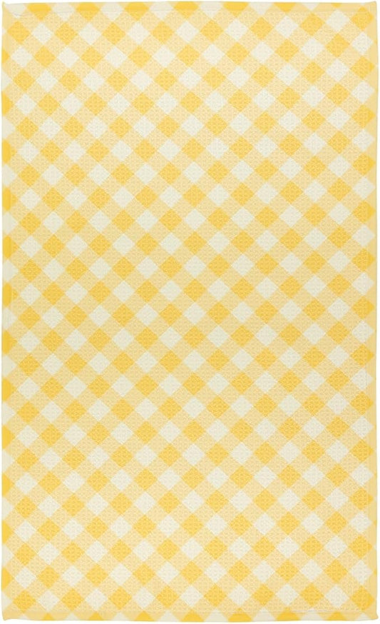 Modern Style Premium Kitchen Tea Towel Super Absorbent Fast Drying Microfiber Yellow Gingham
