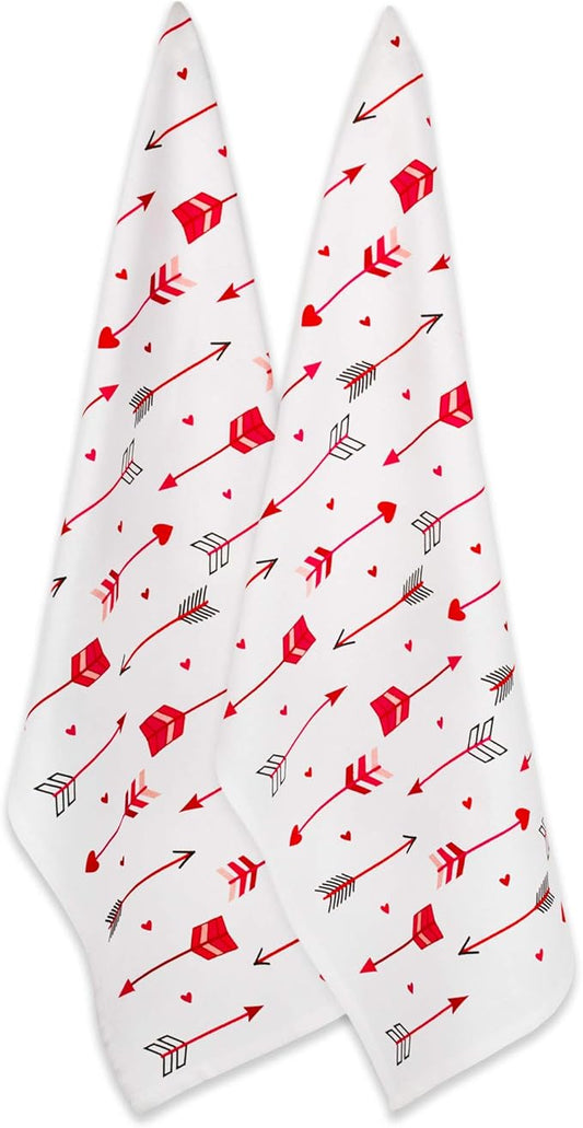 DII Valentine Kitchen Towels Set of 3 Arrow Collage 18x28 Dish Towels