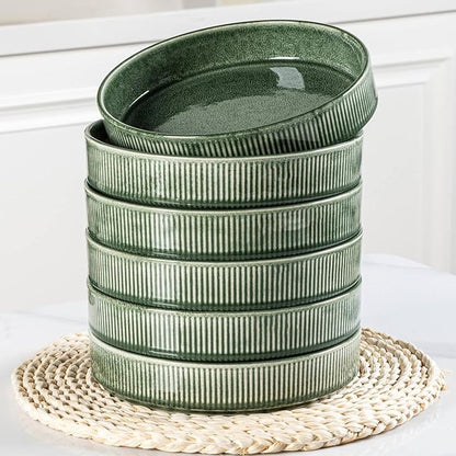 GBHOME 7.5'' Stoneware Pasta Bowls, Serving Bowls Set of 6 for Kitchen, Double Reactive Glaze Bowls for Fruit,Pasta,Salad,Oatmeal,Meal, Microwave Safe (6 pcs)