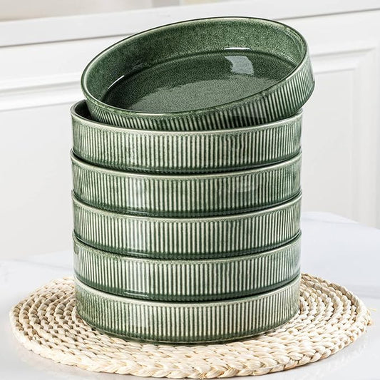 GBHOME 7.5'' Stoneware Pasta Bowls, Serving Bowls Set of 6 for Kitchen, Double Reactive Glaze Bowls for Fruit,Pasta,Salad,Oatmeal,Meal, Microwave Safe (6 pcs)