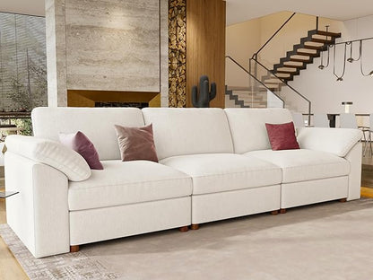 EASE MOOSE Modern 3 Seat Sectional Modular Sofa, FSC Certified Chenille Comfty Deep Seat Couch for Living Room,Solid Wood Frame Sofa, Removable Cover