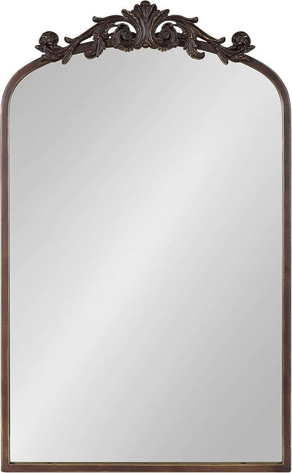Kate and Laurel Arendahl Traditional Arch Mirror, 19 x 30.75, Antique Bronze, Baroque Inspired Wall Decor