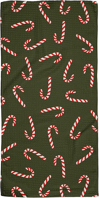 GEOMETRY Christmas Bar Towel Quick Dry Microfiber Dish Towels 12x24 Holiday Peppermint