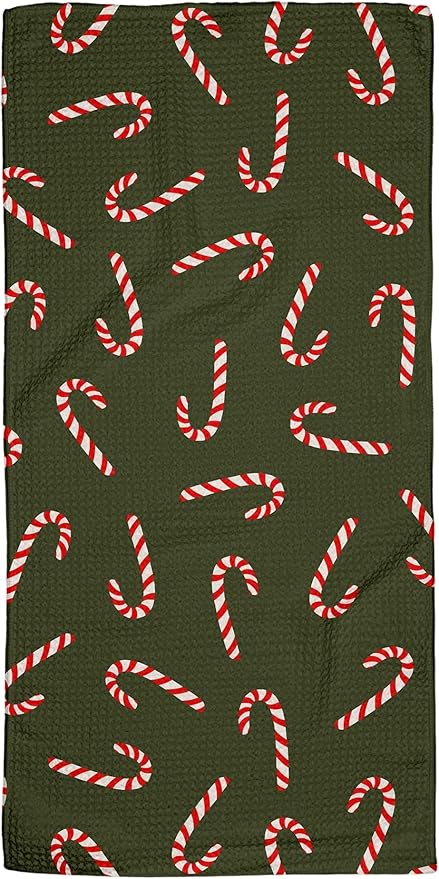 GEOMETRY Christmas Bar Towel Quick Dry Microfiber Dish Towels 12x24 Holiday Peppermint