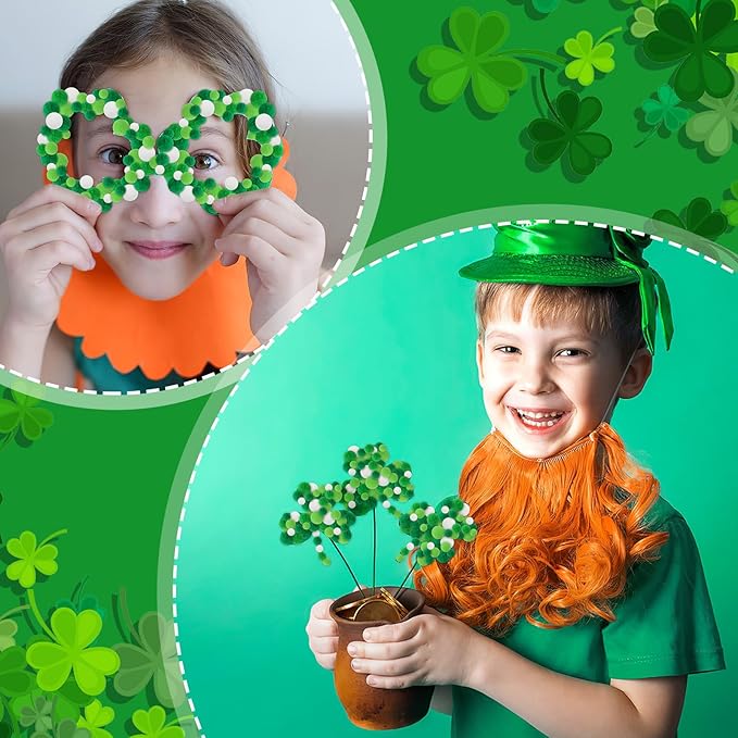 UPINS St. Patrick's Day Pom Poms Balls,600 Pieces Green Pom Poms Mixed Sizes Pompoms for Crafts Making DIY Spring St. Patrick's Day Party Decorations Supplies (3 Sizes)