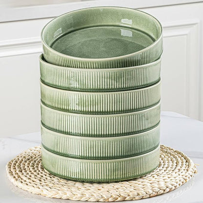 GBHOME 7.5'' Stoneware Pasta Bowls, Serving Bowls Set of 6 for Kitchen, Double Reactive Glaze Bowls for Fruit,Pasta,Salad,Oatmeal,Meal, Microwave Safe (6 pcs)