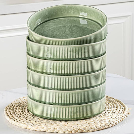 GBHOME 7.5'' Stoneware Pasta Bowls, Serving Bowls Set of 6 for Kitchen, Double Reactive Glaze Bowls for Fruit,Pasta,Salad,Oatmeal,Meal, Microwave Safe (6 pcs)