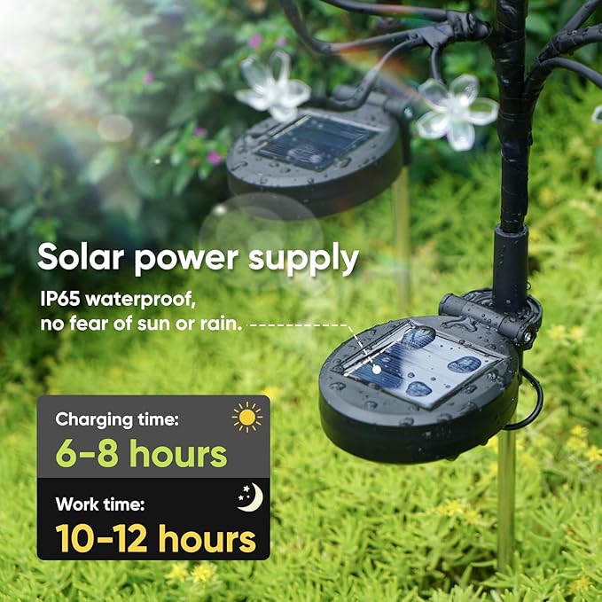 Solar Garden Lights Outdoor Waterproof,Solar Flowers for Outside Decorative,Solar Powered Fairy Outdoor Decorations for Yard,Patio,Lawn,Pathway Christmas Gardening Gifts Garden Decor 2 Pack