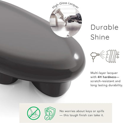 24/7 Shop at Home Kavren Modern 37-inch Oval Glossy Low Profile Coffee Table, Stone Shape Living Room Furniture for Small Space, Dark Brown