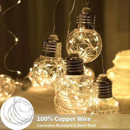 YOLIGHT Wishing Ball Curtain Lights 200 LED Window Curtain String Lights with Remote, USB Battery Powered Twinkle Globe Fairy Lights for Wedding Party Bedroom Christmas Decoration (Warm White)