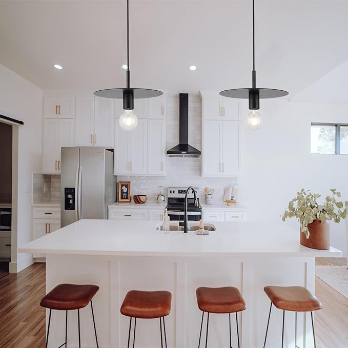 Modern Pendant Lighting Set of Two Black Farmhouse Pendant Light with 11.81"Dome Industrial Mid Century Knurled Texture Hanging Lamp Ceiling Light Fixture Kitchen Island Dinning Room Bedroom