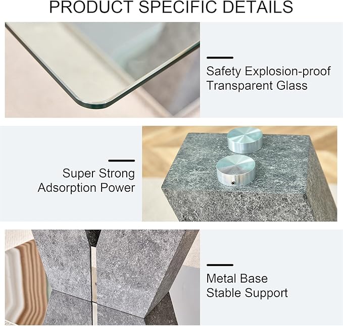 Glass Dining Table Set for 8, 71" Kitchen Table and 8 PU Leather Chairs, Tempered Glass Top and MDF Base, 9-Piece Table Set Ideal for Living Room