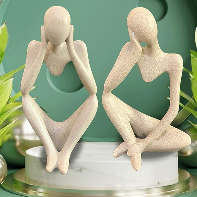 Thinker Statues and Sculptures, Sandstone Resin Thinker Statue Ornaments, Abstract Style Sculptures, Housewarming Gifts, Housewarming Decorations, Living Room Dining Desk Decorations(Middle, Small)