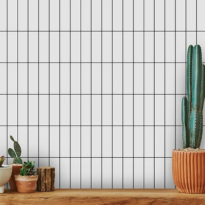 5 Pack Peel and Stick Backsplash Subway Tiles, Extra Thick 3D Wall Panels, Heat & Water Resistant,Easy DIY Kitchen,Bathroom, Laundry, Fireplace & Rental Home Wall Décor (12 x 12 in), White Black Grout