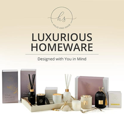 Luxury Scented Candles Gift Set for Women - Candle Holder + 2 x 8.5oz Premium Scented Candles for Home + Wick Trimmer - 110+ Hours Burn Time - Paraffin-Free - 4 pcs