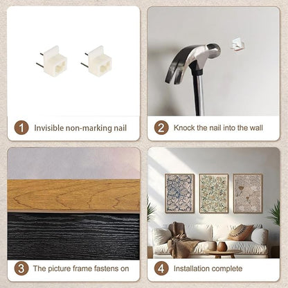 ILLBDR Vintage Framed Wall Art Abstract Floral Canvas Wall Art Set of 3 Boho Botanical Prints Gallery Artwork Neutral Flower Pictures Decor for Bedroom Living Room 16x24 Inch