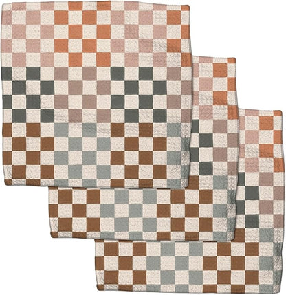 GEOMETRY Kitchen Dish Cloths Quick Dry Premium Dish Rags with Geoweave 3 Pack Set Autumn Checkers